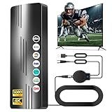 PVBKZ 2026 Upgraded TV Antenna Indoor Outdoor, 3600+ Miles Long Range HD Digital TV Antenna for Local Channels with Amplified Signal Booster, Supports 4K 8K 1080p for All TVs，39ft Coaxial Cable