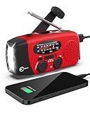 Esky Emergency Hand Crank Radio 7400mWh with 3 LED Flashlight, AM/FM/NOAA Portable Weather Radio with Rechargeable 2000mAh Battery, Solar Powered Radio for Indoor Outdoor Survival Camping, SOS Alarm