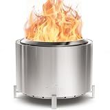 OutVue 27 Inch Stainless Steel Smokeless Fire Pit with Waterproof Cover