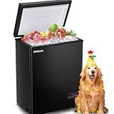 DEMULLER Chest Freezer with 2 Removable Baskets 3.5 Cu.ft Compact Freezers with Electronic Thermostat (50 ℉ to -12 ℉), Stay-Open Lid, Manual Defrost, Kitchen Office Apartment, Black