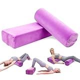 JZHLLA 2 PCS Yoga Bolster Pillow Set Washable Velvet Cover Meditation Bolster with High Density Foam and Carry Handle Rectangular and Cylinder Bolsters for Restorative Yoga