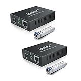 ipolex Gigabit Single-Mode LC Fiber to Ethernet Media Converter (SFP LX Modules Included),1.25G Fiber Media Converter, 1000Base-LX to 10/100/1000Base-TX, 1310nm, SMF, Transmission up to 20KM, 2 Pack