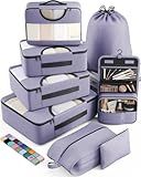 Veken 8 Set Packing Cubes for Travel Essentials, Suitcase Organizer Bags Set for Luggage, Road Trip Travel Accessories in 4 Sizes (Extra Large, Large, Medium, Small)