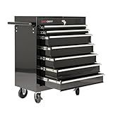 Maxority 7-Drawer Heavy-Duty Rolling Tool Chest Cabinet with Lock Mobile Cart for Garage & Workshop, Black