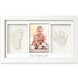 KeaBabies Baby Hand and Footprint Kit - Clay Handprint Keepsake Frame, Newborn Nursery Picture Frame, Personalized New Mom Gifts for Baby First Christmas Shower (Alpine White)