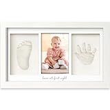 KeaBabies Baby Hand and Footprint Kit - Clay Handprint Keepsake Frame, Newborn Nursery Picture Frame, Personalized New Mom Gifts for Baby First Christmas Shower (Alpine White)