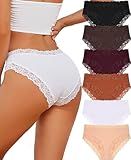 Knowyou Cotton Underwear for Women Cheeky Bikini Womens Underwear Pack Sexy Lace Wasit Hipster Brief Panties for Ladies-L