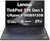 Lenovo ThinkPad E16 Gen 3 AI Business Laptop 16" IPS FHD+ Display (AMD Ryzen 5 230 (> Ryzen 5 7535U), 16GB DDR5, 512GB SSD, Fingerprint, Backlit, Thunderbolt 4, 5MP RGB Webcam, Win11Pro) w/Copilot