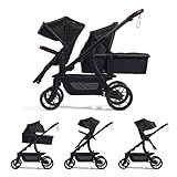 Momcozy ChangeGo Baby Stroller, Convertible Single-to-Double-to-Wagon Stroller with 23 Configurations, Bassinet, Seat Included, Large PU Wheels, All-Wheel Suspension ＆ Extendable UPF50+ Canopy