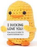 MBL Valentines Day for Him Her - Funny Romantic Anniversary Small Cute Crochet Duck Gifts for Women Men Wife Husband Girlfriend Boyfriend Fiance Couple Lover Birthday Wedding Engagement Present