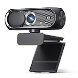 Shcngqio 2K Webcam with Microphone, Noise Cancellation, Privacy Cover, Wide-Angle Lens, Auto Light Correction, Plug & Play USB Webcam for Laptop, Desktop, PC, Mac, Zoom, Skype, Streaming (Black)