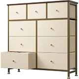 DUMOS 9 Drawer Dresser for Bedroom, Storage Organizer Chest of Drawers