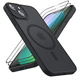 Vanjua for iPhone 13 Case with Magsafe, Magnetic Phone Case with Screen Protector, Translucent Frosted Slim Shockproof Protective Cover for iPhone 13 (Black)