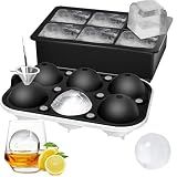 2 Pack Ice Cube Tray, 2" Sphere Ice Ball Mold with Lid & Large Square Maker