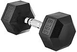 Amazon Basics Rubber Hex Dumbbell Hand Weight, 35 Pounds, Single, Black