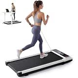 KMFurnila 3-in-1 Walking Pad Treadmill for Home, Portable Walking Pad Under Desk, Low Noise Lightweight Treadmill with LED Display, Remote Control, Silver