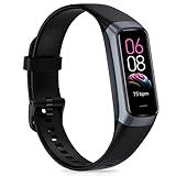 Fitness Tracker, Fitness Watch with 24/7 Heart Rate, Blood Pressure, Sleep Tracking, Calories, Activity Tracker with 1.1" AMOLED Screen, Waterproof Step Tracker for Android iPhones Women Men, Black