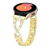 Alociaga 20MM Bling Band, Compatible for Samsung Galaxy Watch 7/6/5/4 40mm 44mm/Galaxy Watch 5 Pro 45mm/Galaxy Watch 4 Classic 46mm 42mm, Cute Dressy X-Shaped Bracelet for Women
