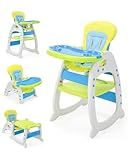 SANDINRAYLI High Chair, Baby Highchairs for Babies and Toddlers, Convertible 3 in 1 Baby Chair for Eating, Adjustable Toddler Feeding Chair, Easy to Clean Eating Chair for Girls & Boys, Green