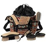 Weaver Equine Horse Grooming Kit, 7-Piece Horse Brush Set with Organizer Tote Bag, Hoof Pick, Comb, Sweat Scraper, Equine Tools for Daily Grooming, Lost Creek