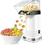 Hot Air Popcorn Maker Machine, 99% High Popping Rate Popcorn Popper, Air Popper Popcorn Maker, 2-Min Fast Oil-Free Electric Popcorn Machine, ETL Certified for Home, Party, Game Night, World Cup,White