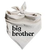 Dog Bandana Pregnancy Announcement Big Brother Baby Reveal Oatmeal Cream Minimal Neutral Color Announcement to Family (X-Small)
