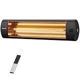 EAST OAK Electric Patio Heater | 1500W Wall Mounted Infrared Heater for Outdoor, Garage, Backyard, Restaurant | 24H Timer, IP65 Waterproof | 3 Heat Levels & Overheating Protection | Black