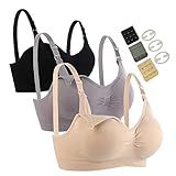 Seitop 3 Pack Nursing Bra for Woman, Seamless Breastfeeding Bras L