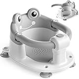 Baby Bath Seat for Babies 6 Months & Up - Toddler Bath Seats for Baby Sitting Up with 4 Suction Cups & Soft Cushion, Non-Slip Infants Shower Bathtub Chair for Newborn Boys Girls, Gray