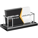 Uniclife Acrylic Business Card Holder for Desk 1 Slot Clear Horizontal Business Card Stand for Men & Women Desktop Name Card Display Stand Card Organizer for Office Home Exhibition, 60 Card Capacity