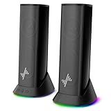 Nylavee Computer Speakers – Hi-Fi Stereo PC Speakers with 9 LED Lighting Modes, Enhanced Bass and Sound, USB/Type-C Powered and 3.5mm Audio Wired Desktop Speakers for PC, Laptop, Monitor, MacBook