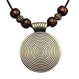 Bjesinmo Vintage Necklace Wooden Pendant Long Necklaces for Women Boho Ethnic Style Choker Handmade Jewelry Bohemian Necklaces for Women
