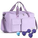 FIORETTO Women's Gym Duffle Bag with Shoes Compartment, 37L Capacity, Ideal for Travel, Gym, Sports, Duffel, Weekender, Lavender