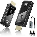 Wireless HDMI Transmitter and Receiver with Adapter 4K, Wireless HDMI Extender 1080P HDMI Wireless Kit, Plug & Play, Support 2.4/5GHz for Streaming Video and Audio to Monitor from Laptop/Pc/Tv Box