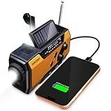 FosPower NOAA Emergency Weather Radio A1 7400mWh Portable Power Bank, AM/FM, USB/Solar/Hand Crank Charging, Battery Operated, SOS Alarm & Flashlight for Indoor/Outdoor Emergency - Orange