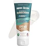 Happy Ocean SPF 45 Biodegradable Reef Safe Sunscreen for Face & Body, Non-Nano Zinc Oxide, Natural Fragrance Free Non Toxic Organic Mineral Sunscreen, Travel Size Reef Friendly Mineral Based 2.5 Fl Oz