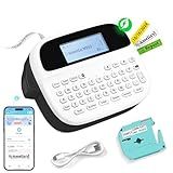 Label Maker Machine with Tapes, Label Maker Waterproof-Labels, Rechargeable Bluetooth Labeler, Portable Labeling Machine with Backlit LCD, M950 Handheld Ptouch Label Printer for Office Home Use