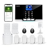 Alarm Security with Phone APP Alert,1.8" TFT Colorful Screen Smart Home Security System 12Pieces Kits,Monitor Sensor,Remote Controls,Compatible with Alexa and Assistant for Home Apartment Villa,Black