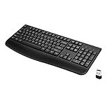 QUASIO Wireless Keyboard, 2.4G Full-Sized Ergonomic Wireless Computer Keyboard with Wrist Rest for Windows, Mac OS Laptop/PC/Desktop/Notebook(Black)