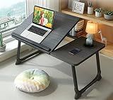 Laptop Desk for Bed Couch,Lap Desk for Laptop,Portable Laptop Stand for Desk,Small Adjustable Laptop Desk,Foldable Bed Table for Laptops and Writing, Bed Tray Table with Cup Holder(Black)
