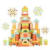 MEEYOO 100pcs Wooden Blocks for Toddlers 1-3, Building Blocks for Toddlers 1-3, Wooden Block for Baby Shower with Storage Bucket, Montessori Toys for Preschool Girls and Boys