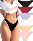 FINETOO 6 Pack Cotton Underwear for Women Cute Low Rise Bikini Panties High Cut Cheeky Underwear Womens Lingerie Outfits Clothes