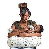Boppy Nursing Pillow - Ergonomic Bottle & Breastfeeding Pillow with High, Firm, Large Area, Water-Repellent Cushion with Washable Cover; Baby Safety Alliance Verified - Neutral Plants and Animals