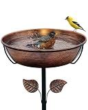 OUISJYER 13" Metal Bird Bath for Outside 3" Deep Removable Bowl with Stake