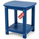 Adirondack Square Outdoor Side Table,2-Tier Storage Patio Side Table, HDPE End Tables for Backyard Pool Porch Garden Lawn