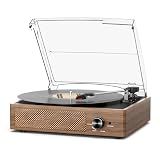 Vinyl Record Player Turntable with Built-in Bluetooth Receiver & 2 Stereo Speakers, 3 Speed 3 Size Portable Retro Record Player for Entertainment and Home Decoration