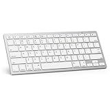 OMOTON Ultra-Slim Bluetooth Keyboard for iPad 11th/10th/9th/8th/7th, iPad Pro/Air/Mini and iPhone Series, Wireless iOS Keyboard with 12 Multimedia Keys for Office, Home, Travel, School, White