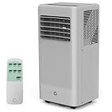 8000 BTU Portable Air Conditioner - Portable AC Unit for Bedroom up to 350 Sq. Ft, Cooling, Fan & Dehumidifier, Floor Standing Air Conditioner, 24H Timer, Window Kit Included, Black&Grey Top Cover
