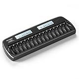 CITYORK 16 Bay AA AAA Battery Charger, Smart LCD Display NiMH Battery Charger for 1.2V AA/AAA NiMH/NiCd Rechargeable Batteries with Discharge Function & Built-in IC Protection