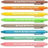 Dog Mom Gifts for Women, Funny 8 Colorful Ballpoint Pens with Cute Dog Lover Quotes - Pet Owner Stationery, Gift for Men Women